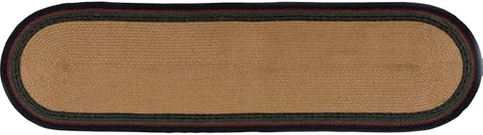 VHC Brands Dark Tan Rustic & Lodge Tabletop & Kitchen Wyatt Bear Stenciled Oval Jute Bedding Accessory, Runner 13x48, Brown
