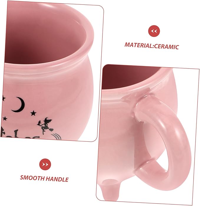 NOLITOY Ceramic Cauldron Mug Kawaii Drinking Cup for Halloween Unique Design for Home Office Cafe and Parties Comfortable and Eye-catching