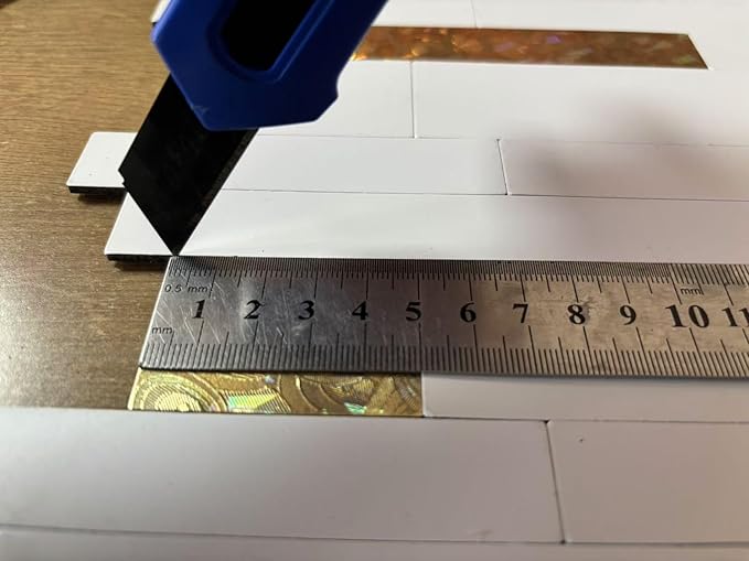 10-Sheet Peel and Stick Backsplash Tile, PVC Mixed Meta,l Stick on Kitchen, Bathroom Vanities, Fireplace Décor, Laundry Table (White+Golden Lasing)