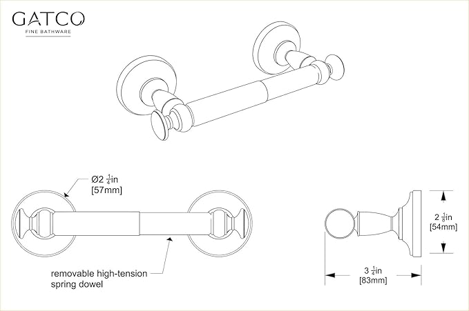 Gatco 4123B Tavern Toilet Paper Holder, Wall Mount Modern Roll Holder, for Bathroom, Polished Nickel