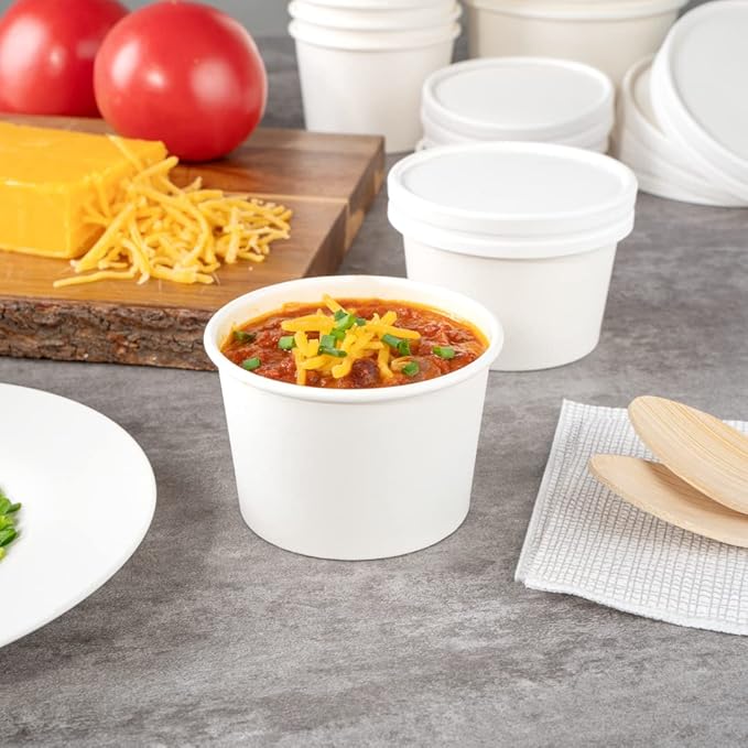 Coppetta 4 Ounce Dessert Cups, 200 Disposable Ice Cream Cups - Lids Sold Separately, Heavy-Duty, White Paper Frozen Yogurt Bowls, For Hot And Cold Foods, Perfect For Gelato Or Mousse - Restaurantware