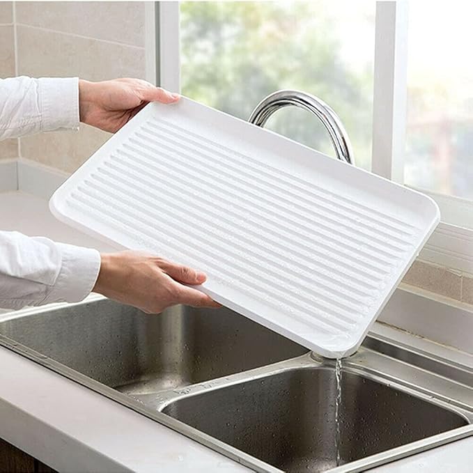 Modern Metal Wire Dish Drainer Kitchen Bowl Plate Holder Rack with Wooden Handle