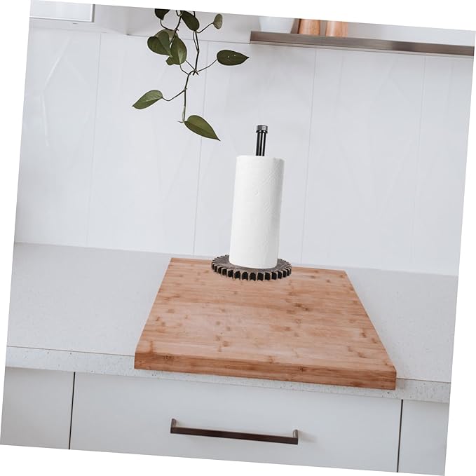 Mipcase Industrial Pipe Paper Towel Holder Rustic Freestanding Design for Kitchen Bathroom Vintage Cast Iron Stand Space-Saving Countertop Rack for Paper Towels