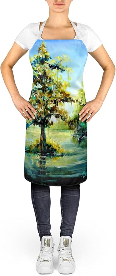 Caroline's Treasures Cypress Tree in the Bayou Blue Apron Cooking Kitchen Server Baking Crafts Gardening for Adult Women Men, Unisex, Large, Multicolor