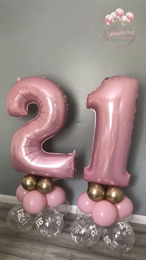 2 Numbers Balloon 40 Inch Pastel Pink Two Balloon Number Birthday Decor, 2nd 12 21st Party Celebration Decorations Graduations Wedding Baby Shower