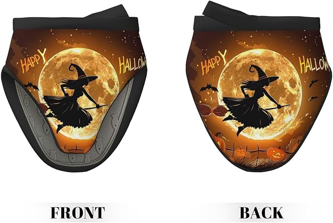2 Pcs Mini Silicone Oven Mitts Happy Halloween Night Heat Resistant Grill Gloves with Hanging Loop, Witch Pumpkins Short Kitchen Mittens for Cooking Baking BBQ