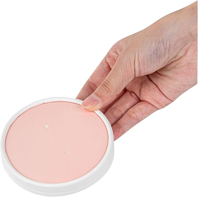 Restaurantware-LIDS ONLY: Soup Container Lids, 200 Disposable Bowl Covers For 12 Ounce Soup Containers - Containers Sold Separately, Vented, Pink And White Container Lid, Striped, Round,
