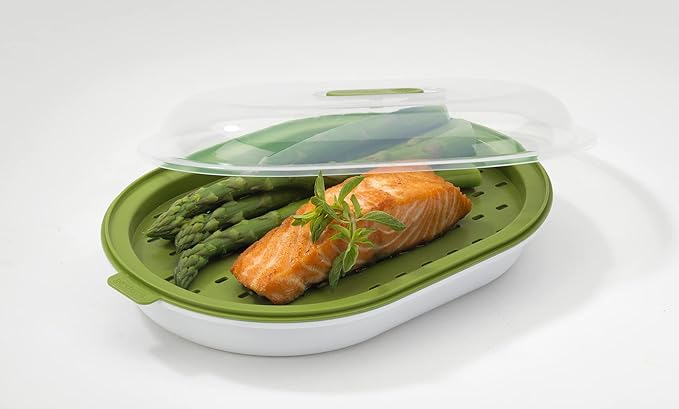GoodCook Everyday Microwave Steamer – Vegetable & Fish Cooker,Microwave Cookware Preserves Vitamins & Nutrients,Quick Dinner-& Meals,Adjustable Steam Release Vent,(Pack of 12)