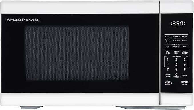 SHARP Countertop Microwave Oven with Removable 12.4" Carousel Turntable, 1000 Watt, 1.1 Cubic Feet, White