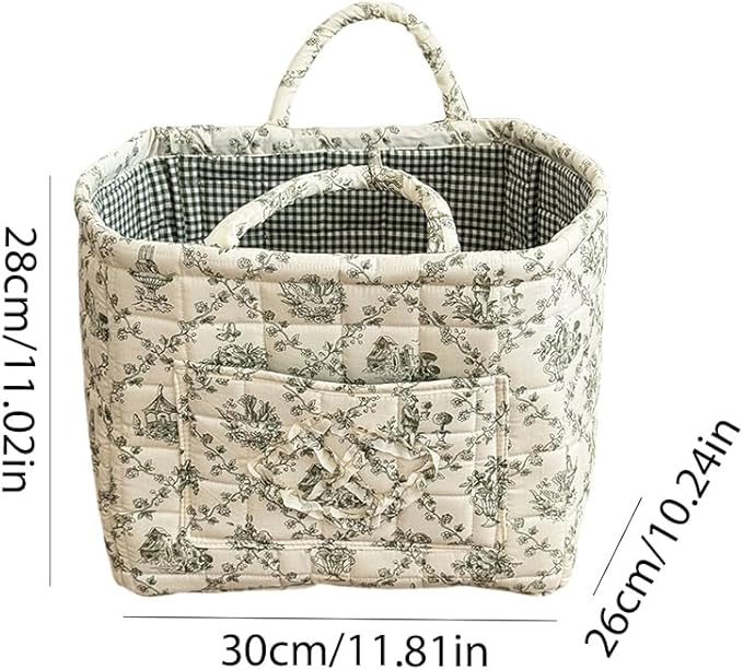 HiTotes Floral Storage Car Basket Diaper Caddy Organizer Quilted Laundry Basket Foldable Nursery Hamper Bag