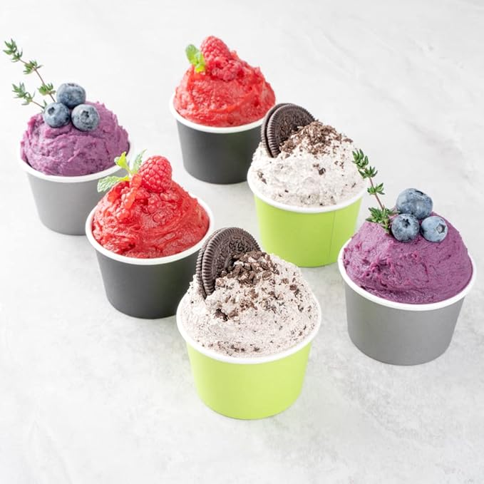 Coppetta 4 Ounce Dessert Cups, 200 Disposable Ice Cream Cups - Lids Sold Separately, Heavy-Duty, Green Paper Frozen Yogurt Bowls, For Hot And Cold Foods, Perfect For Gelato Or Mousse - Restaurantware