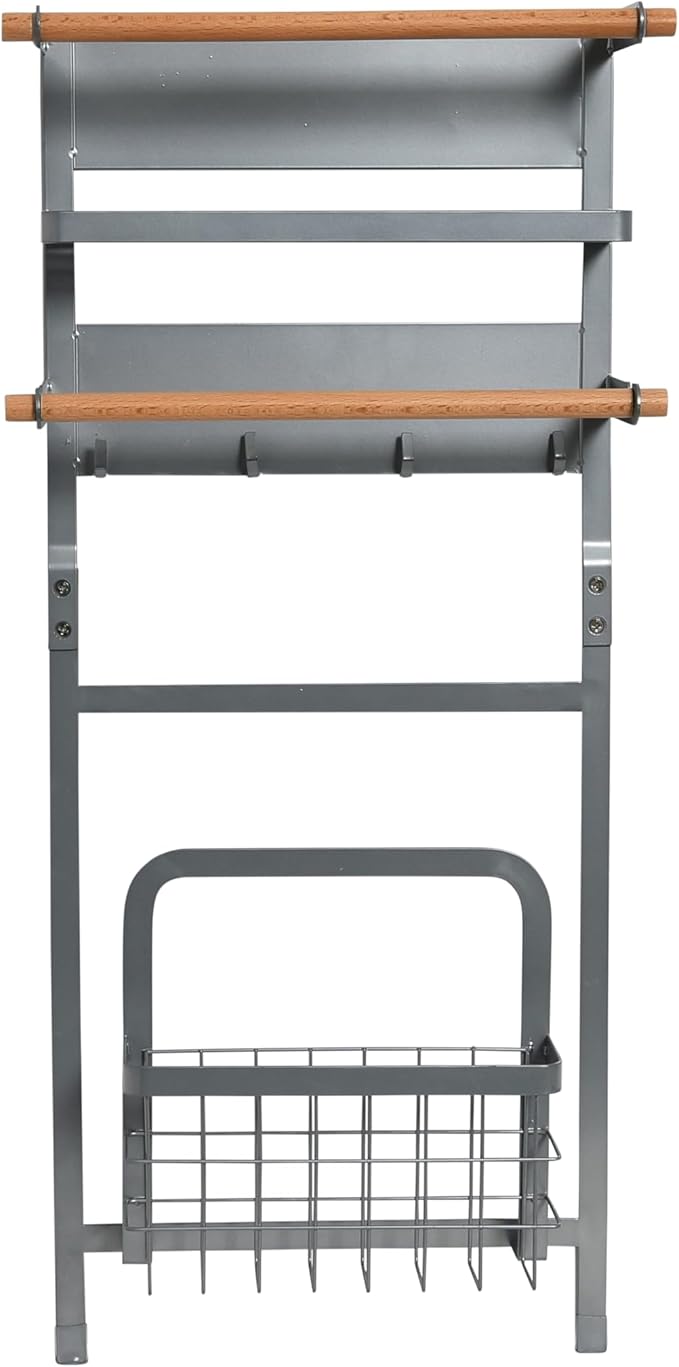 Household Essentials Metal Magnetic Organizer Rack, Grey