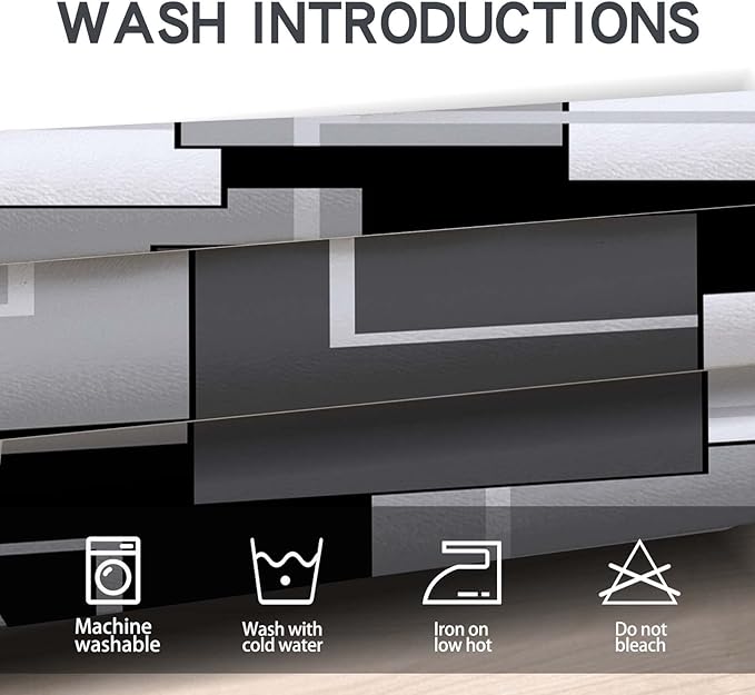 MCALK Dark Grey Blackout Kitchen Curtains Tiers and Valances for Windows, Geometric Modern Art Kitchen Window Curtains, Grey and Black Valances for Living Room (36" Tiers Set)