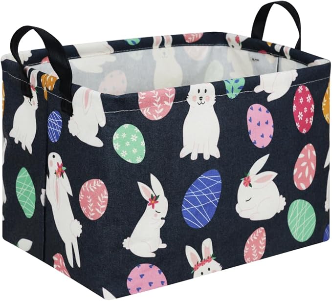 FXOLCSHE Rectangular Easter basket,Easter basket empty,Laundry Hamper,Kids Toy Storage box for baby Bedroom,Toy Gift Organizerm,Kids Storage Bin,Easter gift box,Easter Home Decor(Rabbit egg)