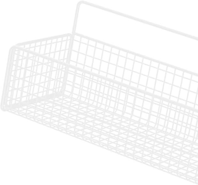 Hanging Kitchen Baskets, Metal Wire Storage Bin Rack Adhesive Wire Wall Storage Basket, No Drilling Hanging Fruit Baskets, Bathroom Shower Spice Shelf for Kitchen Bathroom(White)