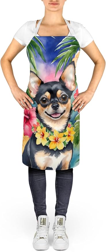 Caroline's Treasures Chihuahua Luau Apron Cooking Kitchen Server Baking Crafts Gardening for Adult Women Men, Unisex, Large, Multicolor