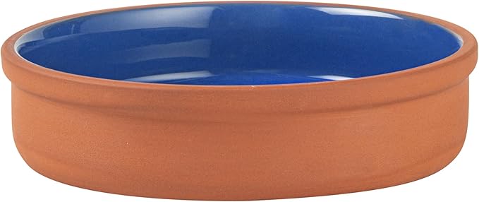 Restaurantware-Terra Tek 15.2 Ounce Terracotta Cazuelas, 2 Blue Glazed Clay Pots For Cooking - Oven-Ready, Microwavable, Terracotta Serving Pots, Dishwashable, For Cooking And Serving