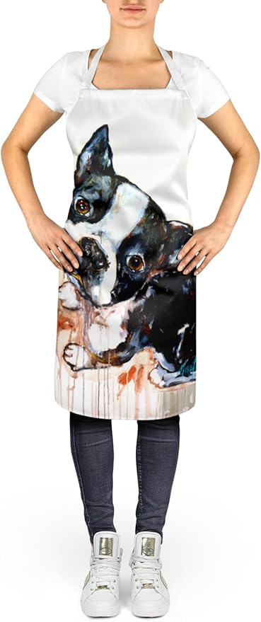 Caroline's Treasures Boston Terrier The Look Apron Cooking Kitchen Server Baking Crafts Gardening for Adult Women Men, Unisex, Large, Multicolor