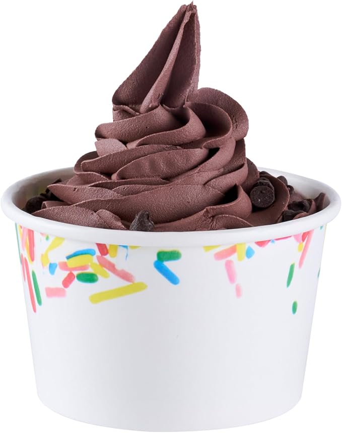 Restaurantware Ice Cream Cups 50 Pack of 8 oz Leak-Resistant Disposable Dessert Bowl Frozen Yogurt Cup Round Paper Container For Cold And Hot Desserts