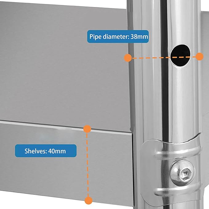 Stainless Steel 4 Tier Microwave Oven Rack Heavy Duty Kitchen Storage Shelf for Garage Workbench Organizer with Display Rack Silver 60Cm,Silver-120cm