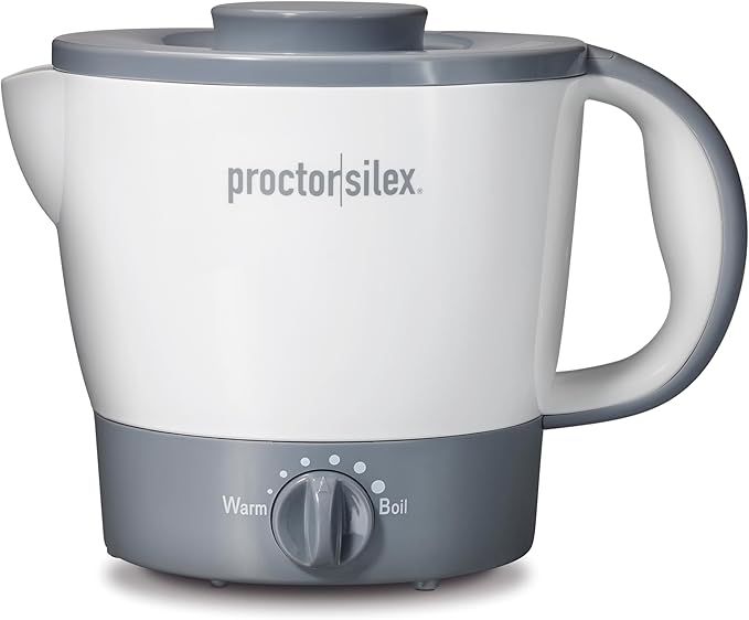 Proctor Silex 32oz Adjustable Temperature Hot Pot, Electric Kettle for Tea, Boiling Water, Cooking Ramen, Noodles and Soup, PFAS-Free Nonstick Coating, White (48507MN)