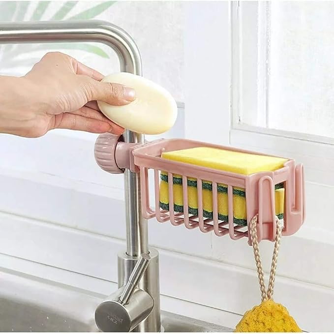 Kitchen Sink Faucet Sponge Soap Storage Organizer Cloth Drain Rack Holder Shelf (Color : B) (A)