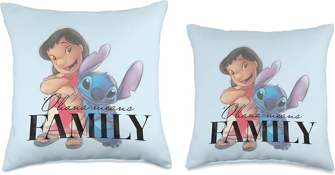 Disney 100 Anniversary Lilo & Stitch D100 Quote ‘Ohana Throw Pillow