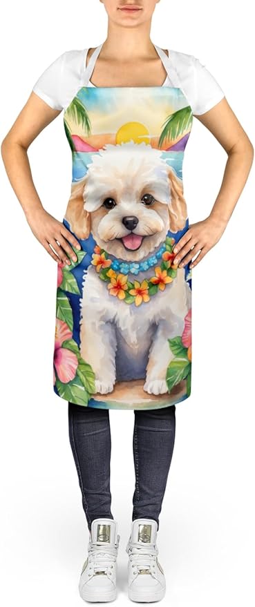 Caroline's Treasures Maltipoo Luau Apron Cooking Kitchen Server Baking Crafts Gardening for Adult Women Men, Unisex, Large, Multicolor