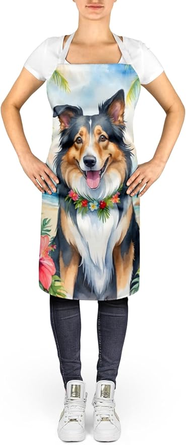 Caroline's Treasures Collie Luau Apron Cooking Kitchen Server Baking Crafts Gardening for Adult Women Men, Unisex, Large, Multicolor