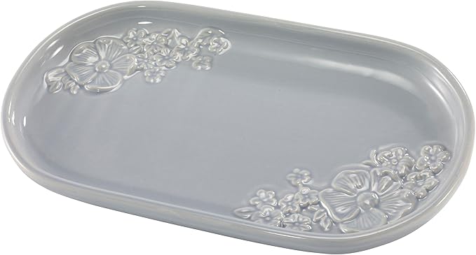 Nicole Miller – Vanity Tray, Floral Ceramic with Hand-Painted Accents, Elegant Home Decor – Perfect for Organizing Toiletries, Cosmetics and Bathroom Essentials (Camille)