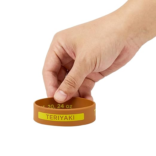 Restaurantware Silicone Squeeze Bottle Band 10 Count 2.75 Inch Dishwasher Safe Condiment Identification Band, Teriyaki Brown Non-Slip Label Band for Condiment Labeling at Restaurants, Food Trucks