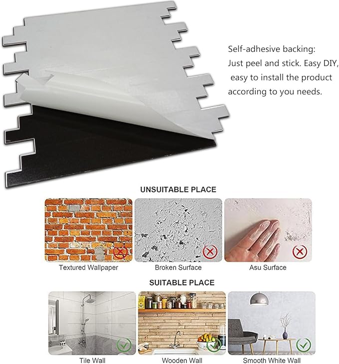 WEIMEISC 10 Sheets Peel and Stick Backsplash Tile for Kitchen, Self-Adhesive Mosaic Tile, Stick on Bathroom Vanities, Fireplace Decor, Laundry Table, White Marble + Gold-3, Metal Aluminum PVC Material