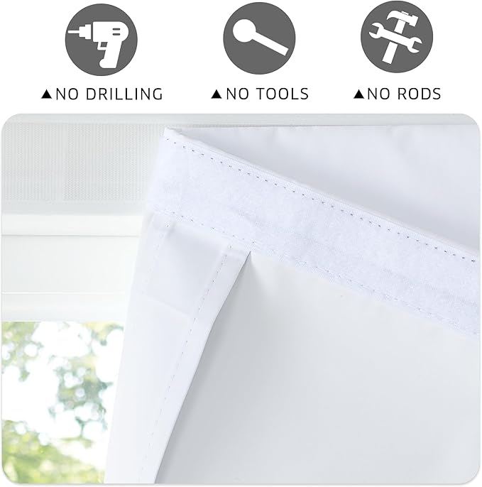 RYB HOME 100% Blackout Door Curtain for French Door, Privacy Shade for Bedroom Office Kids Nursery Window, W30 x L40 inches, 1 Panel, White