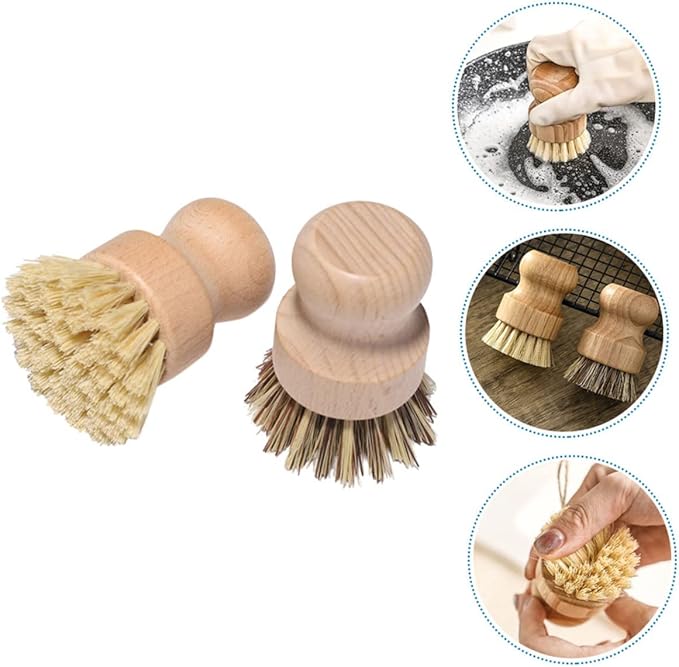 2pcs Pot and Dish Cleaning Brushes Natural Coconut Scrub Brush for Kitchen for Pots Pans Sinks and Fixtures Home Cleaning Tools
