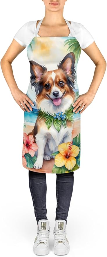 Caroline's Treasures Papillon Luau Apron Cooking Kitchen Server Baking Crafts Gardening for Adult Women Men, Unisex, Large, Multicolor
