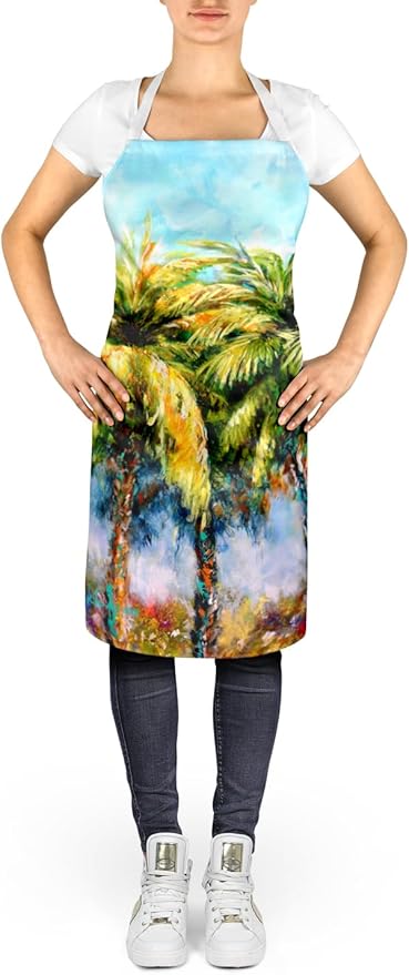 Caroline's Treasures Summer Breezes Palm Tree Apron Cooking Kitchen Server Baking Crafts Gardening for Adult Women Men, Unisex, Large, Multicolor