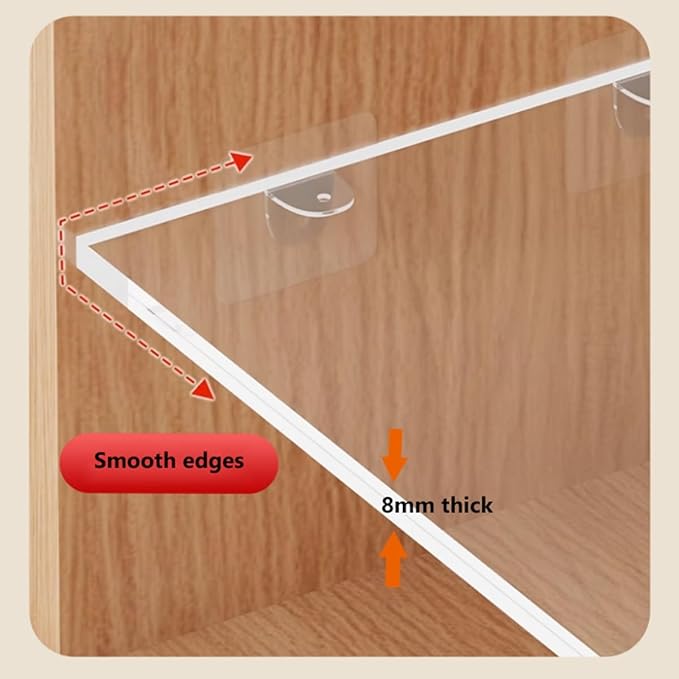 1 Pcs Acrylic Closet Shelves Organizers, 8MM Thick No Drill Cabinet Shelf for Closet, Organizer Shelf for Lockers Closets Wardrobe Pantry Cupboard Kitchen(L60xD45cm)