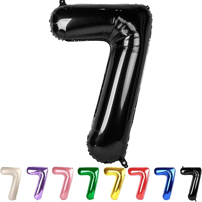 Number 7 Balloons Black Party Decorations for Women Men, 40 In Big 7th Balloons for Engagement, Wedding, Celebration Party, Graduations, Photo Shoot