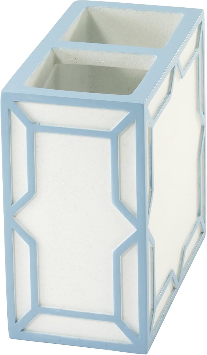 Izod – Toothbrush Holder, Hand-Painted Sand Resin with Trellis Design, Geometric Home Decor – Perfect for Organizing Bathroom Essentials (Trellis)