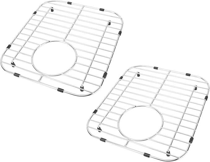 Stainless Steel Kitchen Sink Grid, 13.12x11.81in Sink Protector, Dish Drainer Cooling Rack with Hollow Design for Fast Drying, Ideal for 4.6 Inch Drain Hole