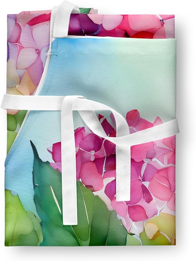 Caroline's Treasures Hydrangeas in Watercolor Apron Cooking Kitchen Server Baking Crafts Gardening for Adult Women Men, Unisex, Large, Multicolor