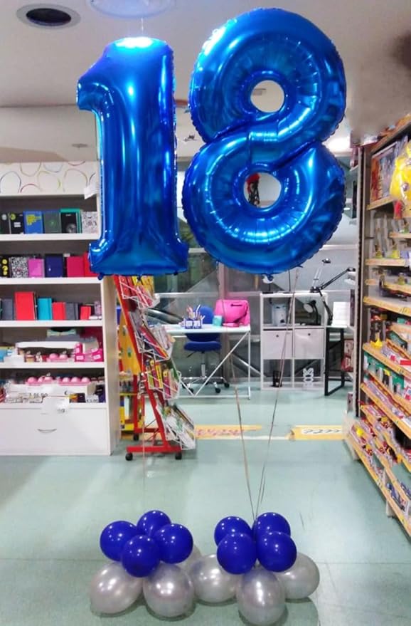 Number 18 Balloon, 18 Balloons for Birthday Party, 40 Inch 81 Number Balloons, Dark Blue Digital Balloons for Adult Ceremony Wedding Anniversaries Party