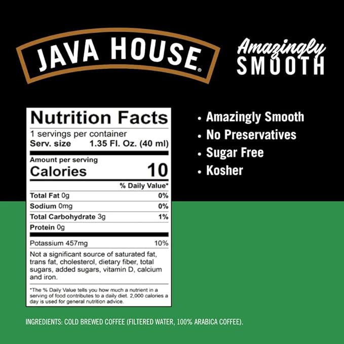 JAVA HOUSE Decaf Medium Roast Cold Brew Capsules, 1.35 Fluid Ounces (12 Count) Peel and Pour, TSA Approved, Travel Friendly Cold Brew, Hot or Iced, Instant Coffee Concentrate
