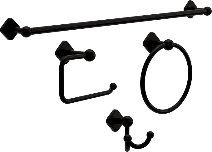 Franklin Brass Gainesville (1-Pack) Hand Towel Holder Matte Black Towel Racks for Bathroom Wall Round Towel Ring Holder for Bath Towel Hanger for Kitchen, Bathroom Accessories GNV46-MB