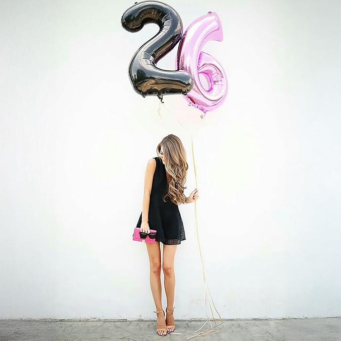 40 Inch 2026 Pack of 4 Black Big Helium Foil Balloon Numbers Large Mylar Number for Christmas New Year's Eve Party Graduation Birthday