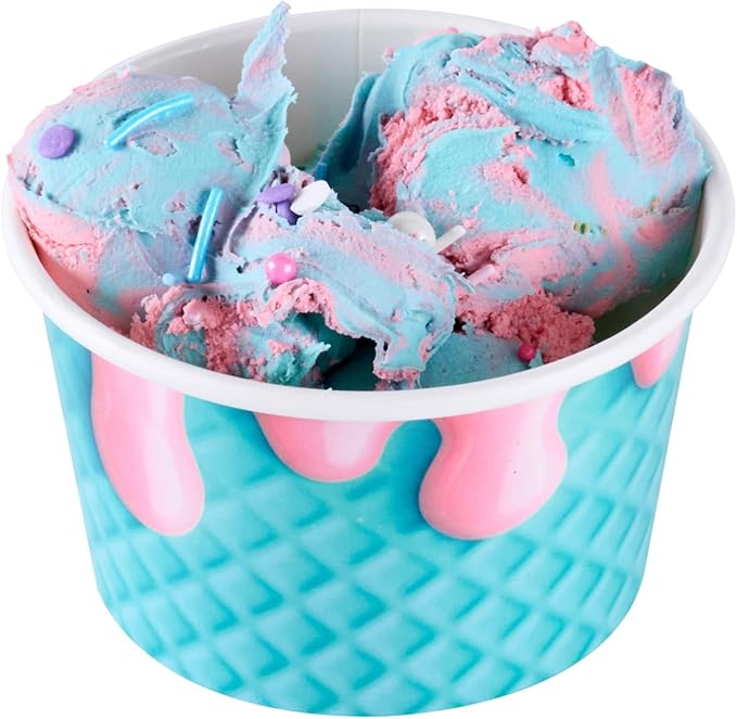Restaurantware Ice Cream Cups 200 Pack of 8 oz Leak-Resistant Disposable Dessert Bowl Frozen Yogurt Cup Round Paper Container For Cold And Hot Desserts