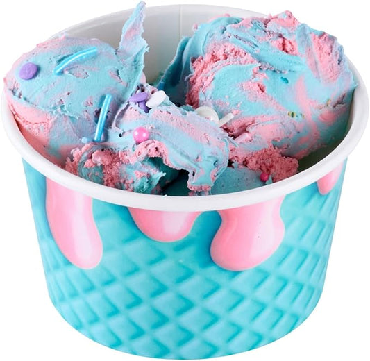 Restaurantware Ice Cream Cups 50 Pack of 8 oz Leak-Resistant Disposable Dessert Bowl Frozen Yogurt Cup Round Paper Container For Cold And Hot Desserts