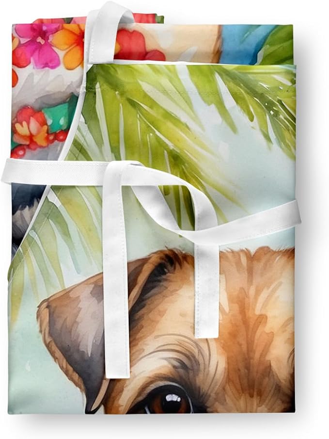 Caroline's Treasures Border Terrier Luau Apron Cooking Kitchen Server Baking Crafts Gardening for Adult Women Men, Unisex, Large, Multicolor