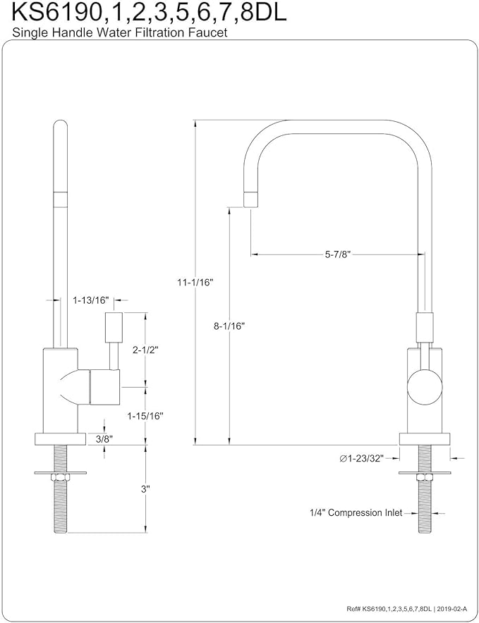 Kingston Brass KS6190DL Concord Single-Handle Water Filtration Faucet, Matte Black