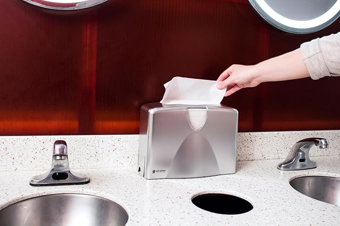San Jamar Countertop Paper Towel Dispenser Holds Multifold, C-Fold, Or Singlefold Towels for Bathroom, Restaurants, Cafes, Fast Food, Plastic, 9 X 12.25 X 6 Inches, Silver